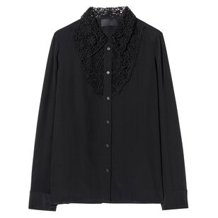 Zola Long Sleeve Lace Silk Button-Down Shirt
