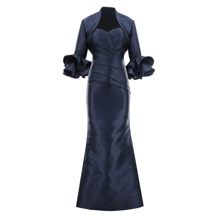 Draped Bustier Gown With Bolero Jacket image number null