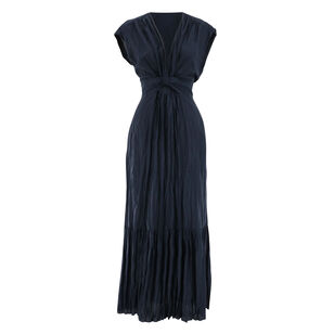 Go Crinkle Cut Cap Sleeve Twist Silk Maxi Dress