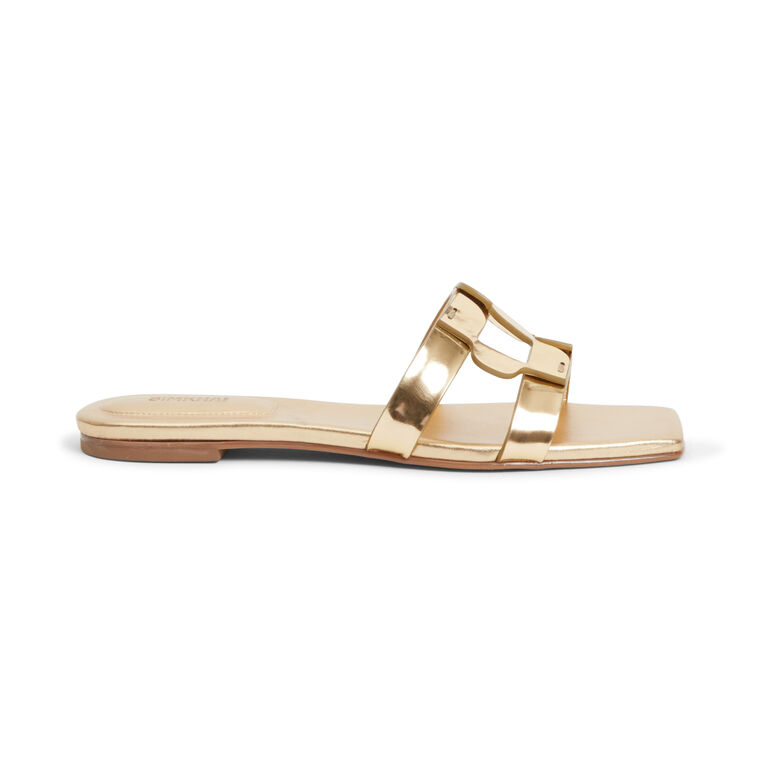 Simkhai Monogram Metallic Flat Slide Sandal image number null