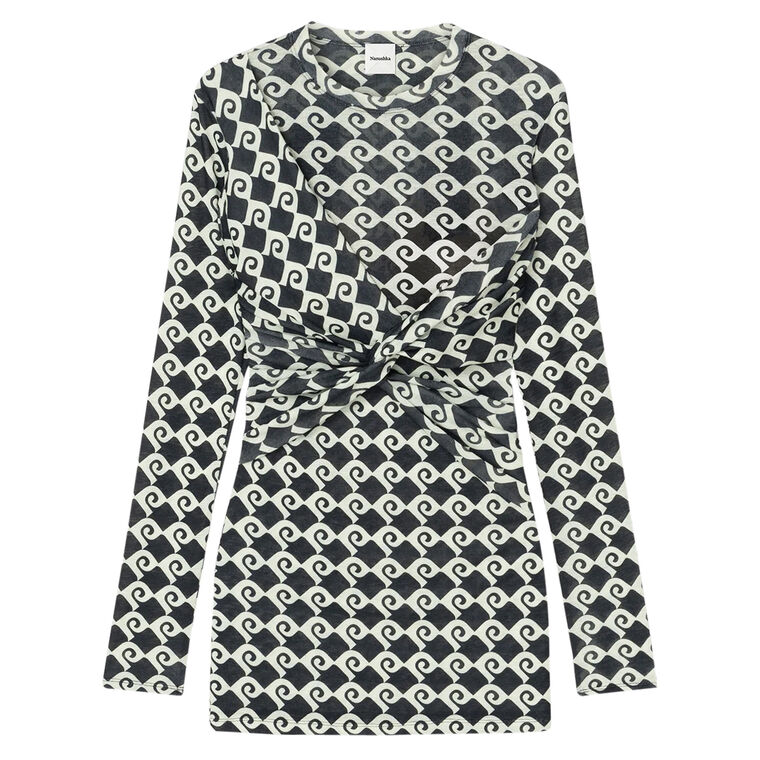 Hestiah Printed Mesh Jersey Mini Dress image number null