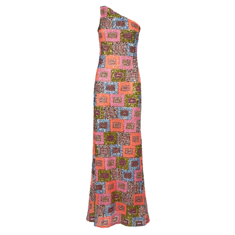 Aspen Sequined One-Shoulder Gown image number null