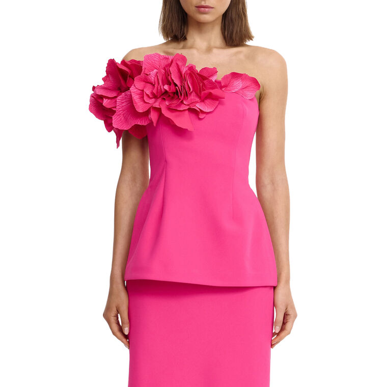 Frant Strapless 3D Floral Embellished Top image number null