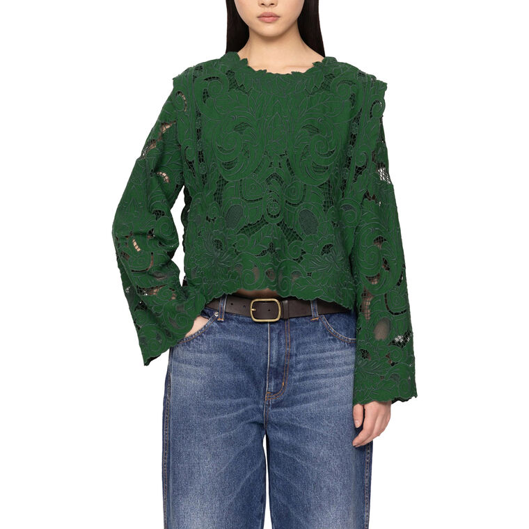 Ceci Embroidery Long Sleeve Top image number null
