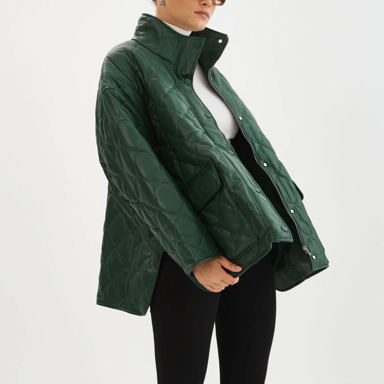 Verina Faux Leather Quilted Coat image number null