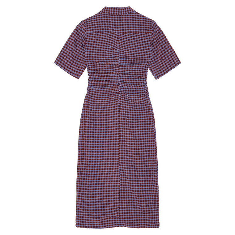 Checkered Seersucker Fitted Dress image number null
