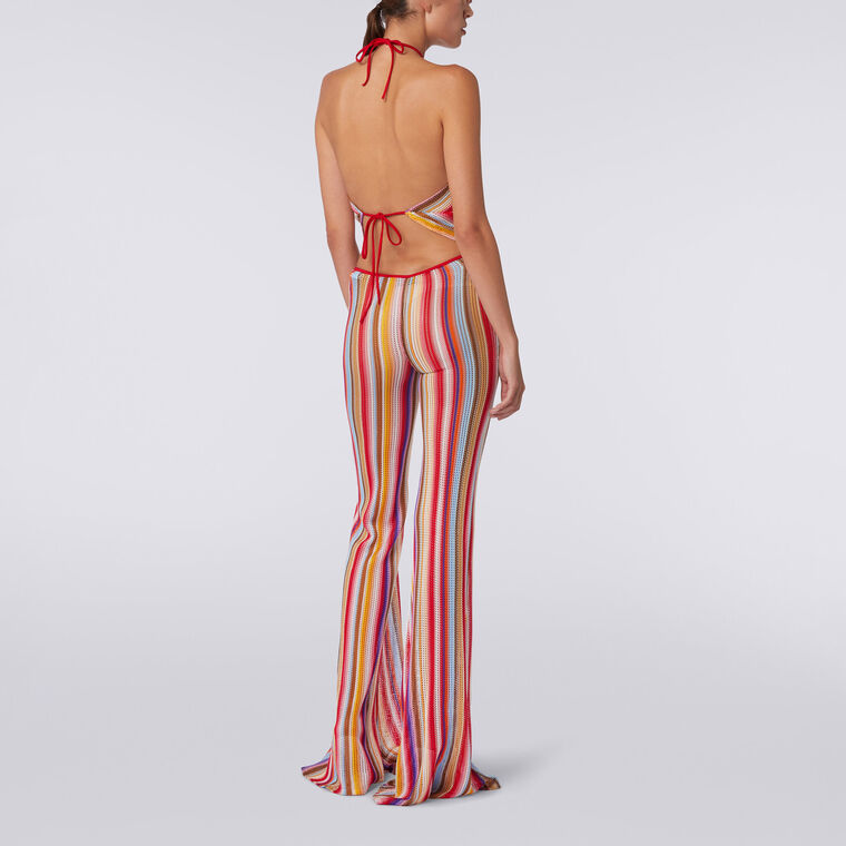 Striped Crochet Flared Pant image number null