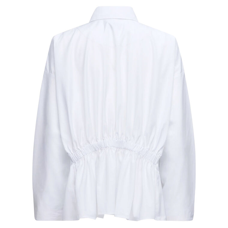 Tarquina Long Sleeve Gathered Peplum Button Down Blouse image number null