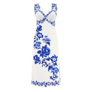 Floral Cascade Wavy Sleeveless Midi Dress