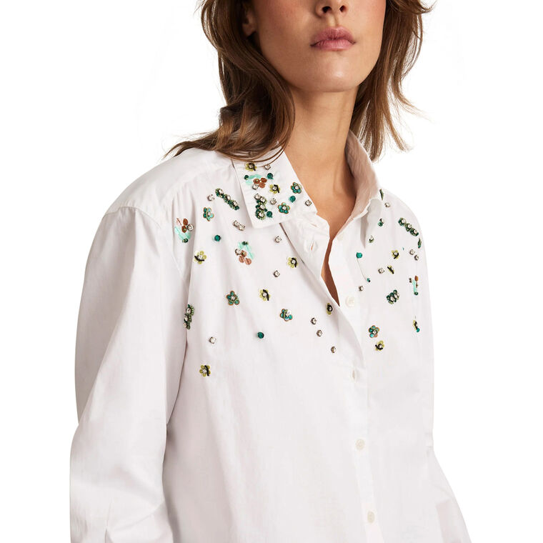 Margaux Embellished Long Sleeve Button-Up Top image number null