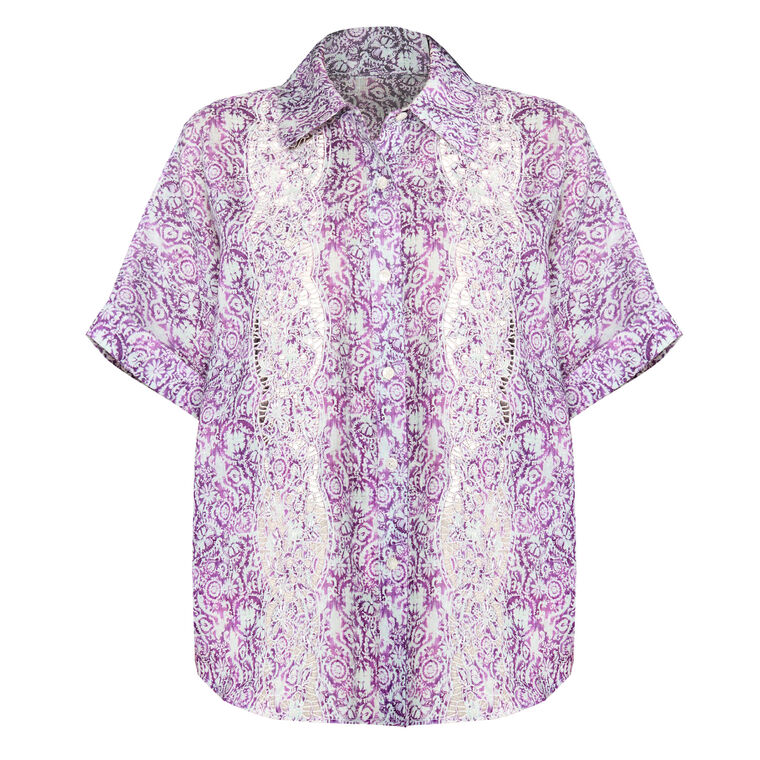 Lilian Short Sleeve Button-Up Top image number null