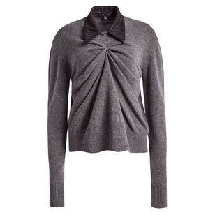 Pinched Crewneck Sweater With Collar
