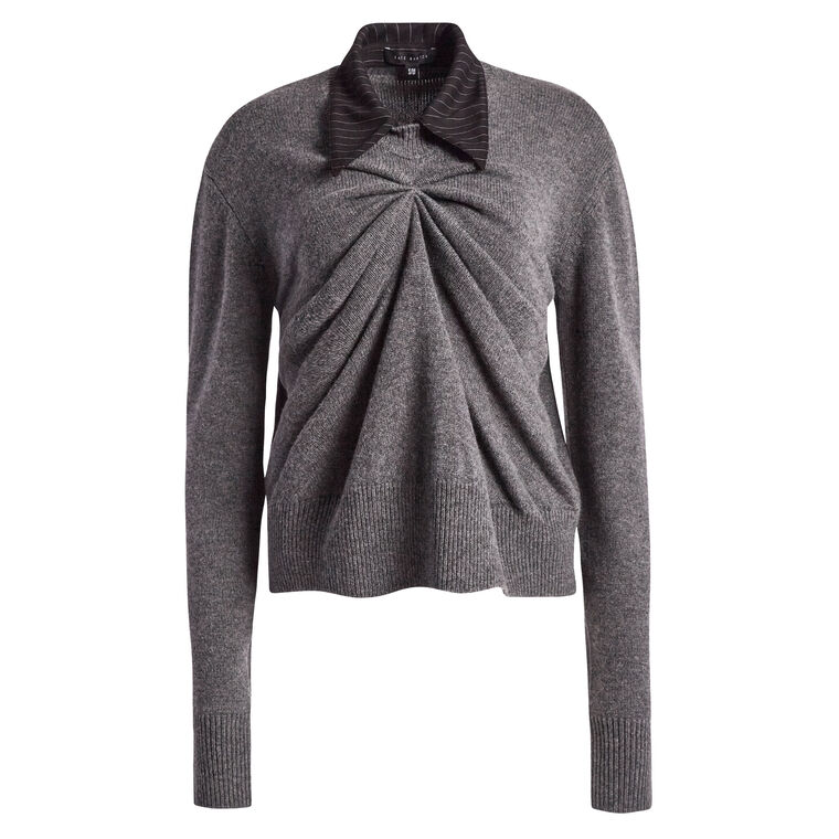 Pinched Crewneck Sweater With Collar image number null