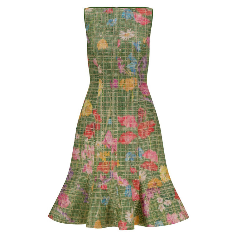 Sleeveless Floral Raffia Flounce Mini Dress image number null