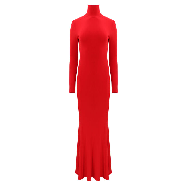 Long Sleeve Turtleneck Fishtail Gown image number null
