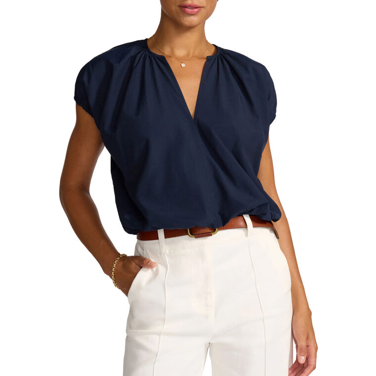 The Louie Short Sleeve Shirred Top image number null
