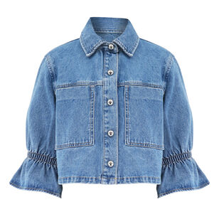 Carolina Ruffle Sleeve Denim Jacket