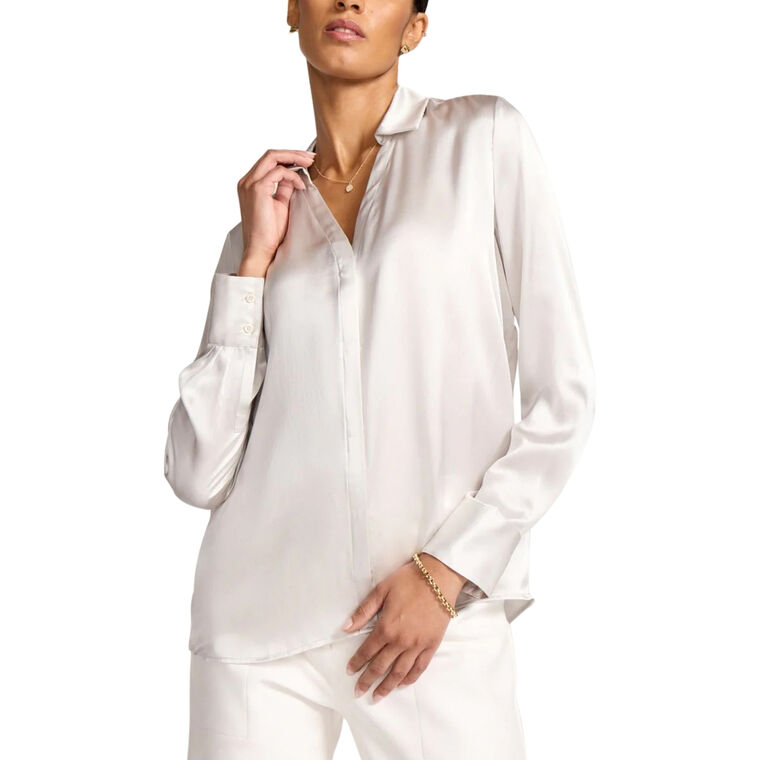 The Eden Long Sleeve Silk Button Down Blouse image number null