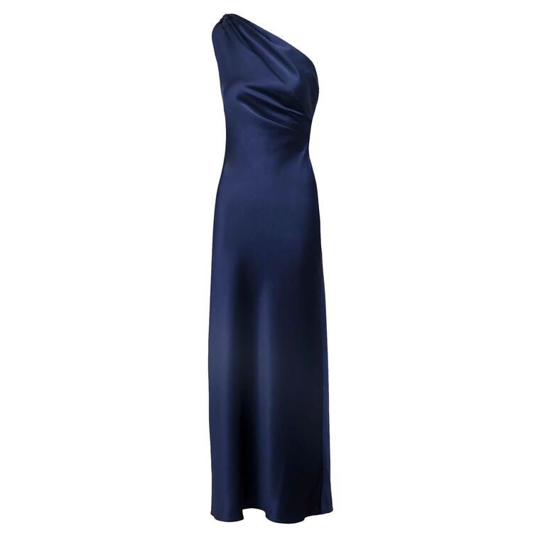 Stassi One-Shoulder Satin Maxi Dress image number null