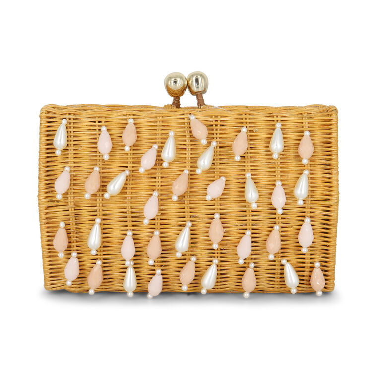 Corina Rain Mother-of-Pearl Wicker Handbag image number null