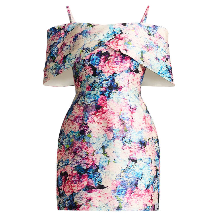 Zac Posen Floral Print Mikado Mini Dress