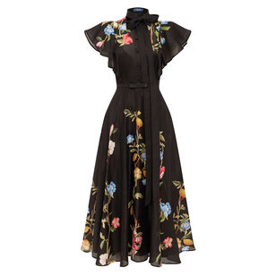 Elsie Applique Flutter Sleeve Midi Dress