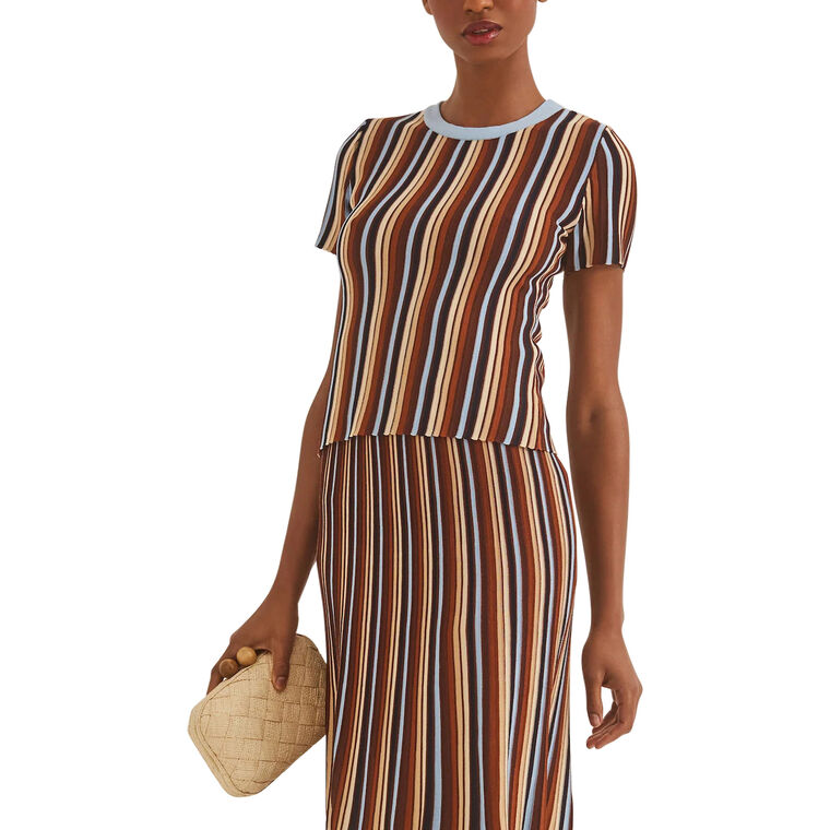 Knoll Short Sleeve Ribbed Knit Top image number null