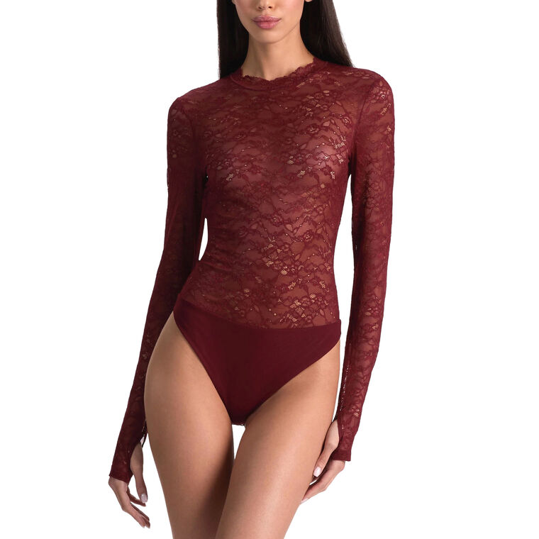 Taeyn Long Sleeve Lace Crew Neck Bodysuit image number null