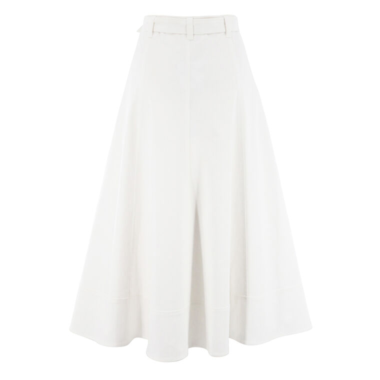 Striped Floral Applique Samara Belted Midi Skirt image number null