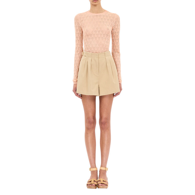 Kira Side-Tab Pleated Cotton Short image number null