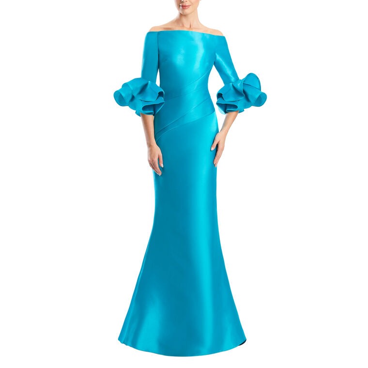 Off Shoulder Gown With Flounce Sleeve image number null