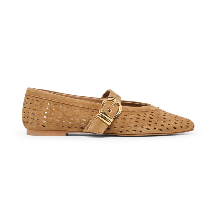 Mikel Perforated Suede Mary Jane Ballet Flat image number null