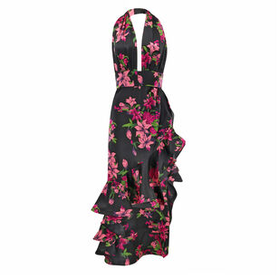 Bronte High-Low Plunge Halter Maxi Dress