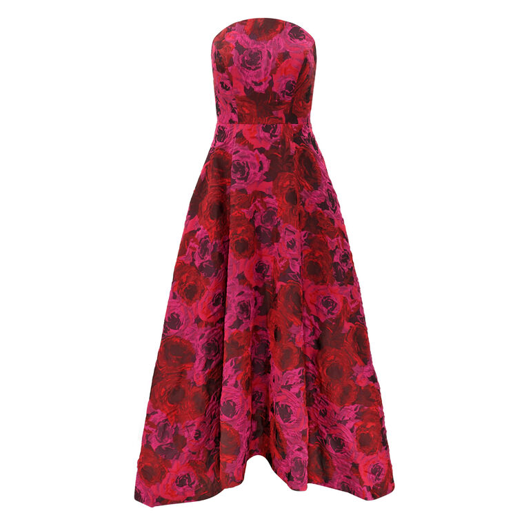 Strapless Brocade High Low A-Line Gown image number null
