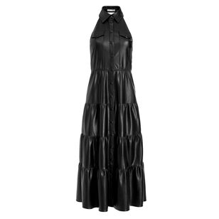 Miranda Vegan Leather Halter Dress