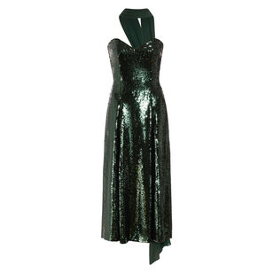 Veronica Paillette Strapless Midi Dress