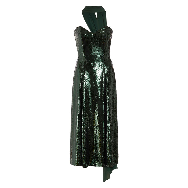 Veronica Paillette Strapless Midi Dress image number null