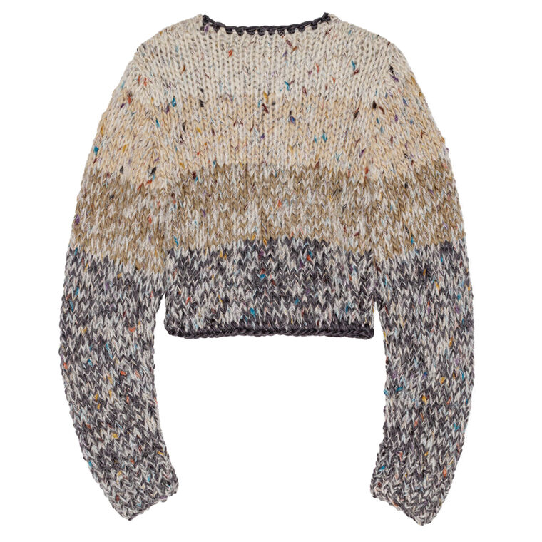 Striped Chunky Marled Crop Cardigan image number null