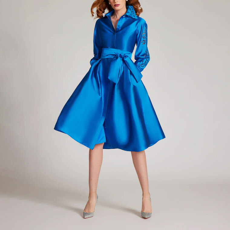 Taffeta Eyelet Cocktail Shirtdress image number null