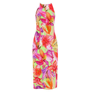 Sleeveless Multicolor Linen Midi Dress