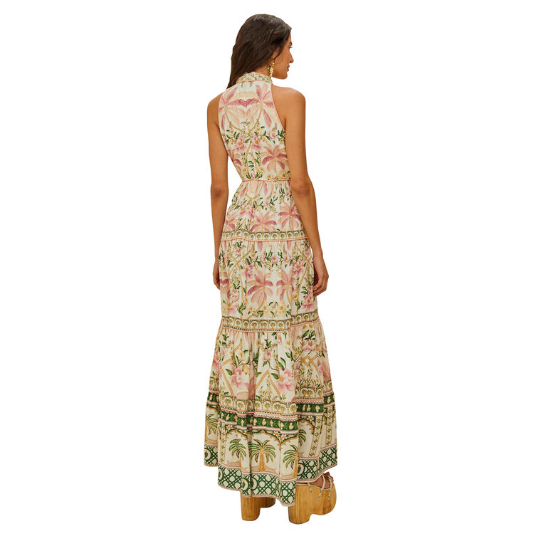 Palm Tree Eyelet Midi Dress image number null
