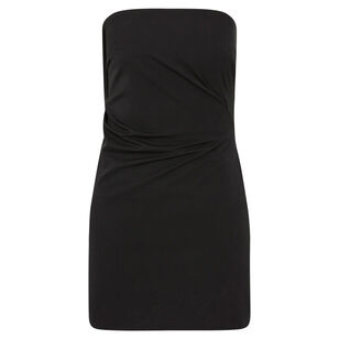 Wool Drape Strapless Mini Dress
