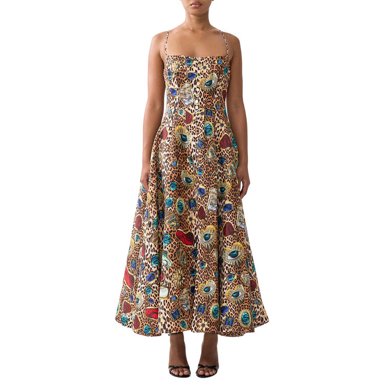 Corset Maxi Dress With Flared Skirt image number null