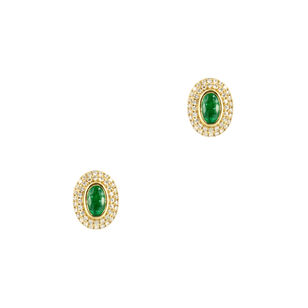 Emerald and Diamond Oval Studs