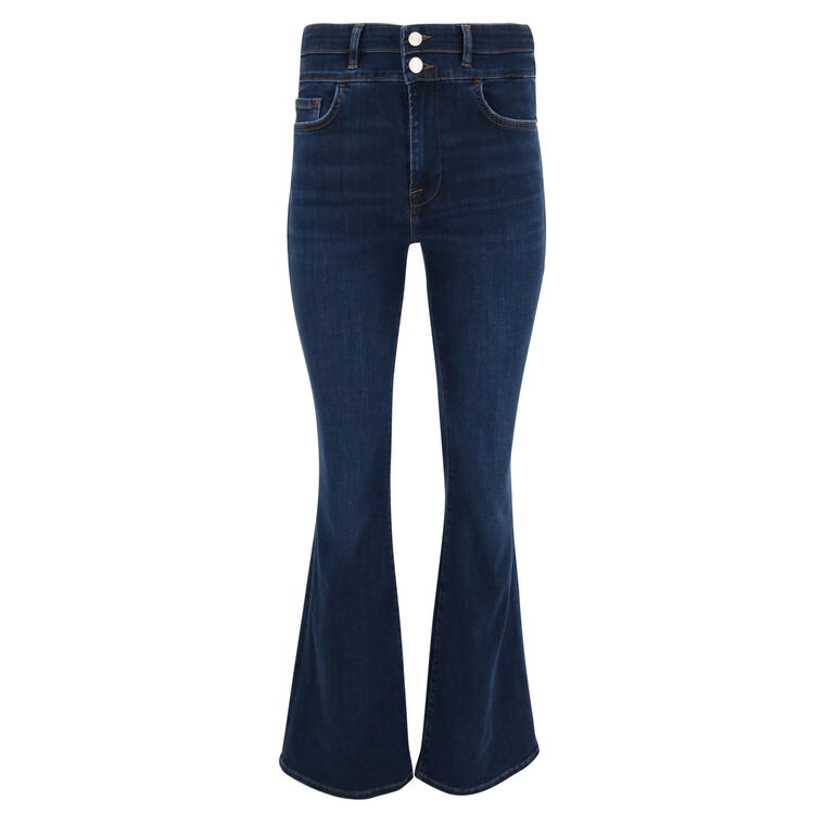 Double Waist Band High Flare Jean image number null