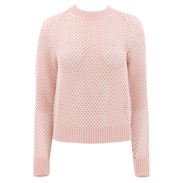 Crewneck Sweater With Mesh Effect image number null
