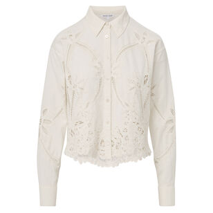 Aderes Long Sleeve Eyelet Button-Down Shirt