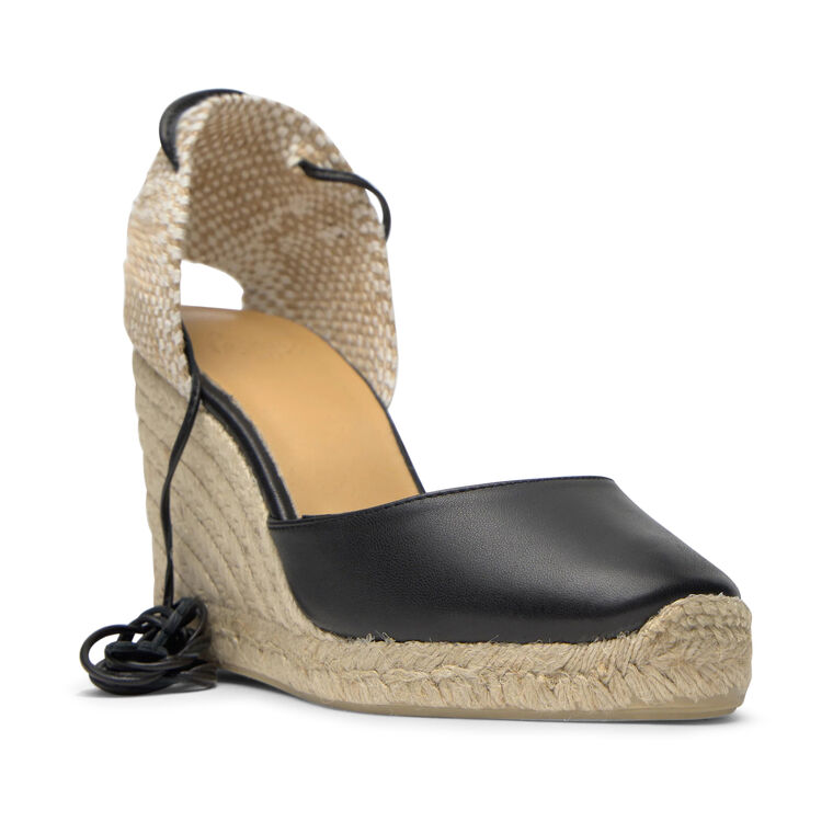 Carina Closed Toe Nappa Leather Ankle Wrap Wedge Sandal image number null