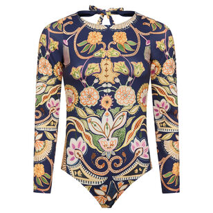 Robin Open-Back One-Piece Rashguard Swimsuit