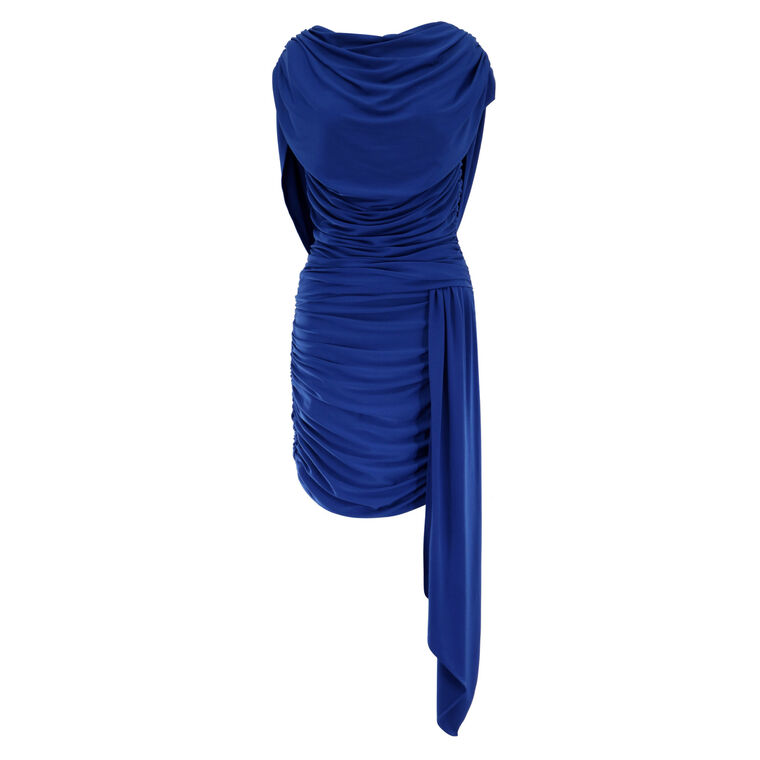 Brulee Off-The-Shoulder Open-Back Ruched Mini Dress image number null